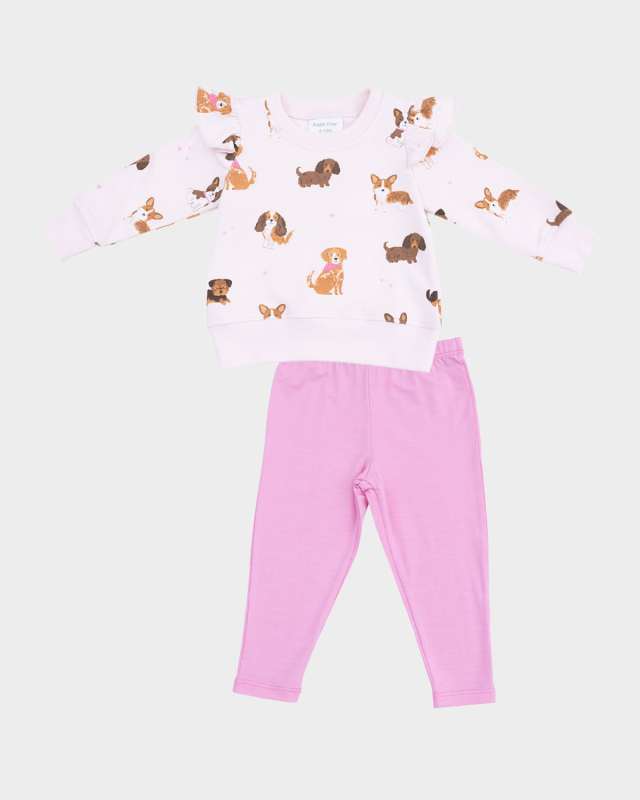 Girl's 2-Piece Best Friend Dogs Sweatshirt and Leggings Set, Size 6M-3